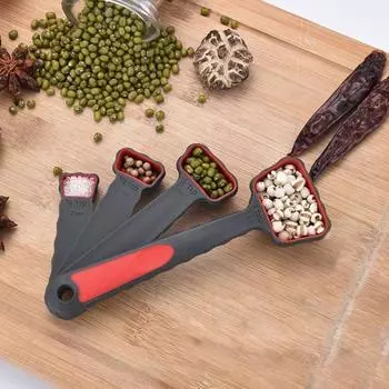 4 шт./компл. штабелируемые мерные ложки, прозрачные весы, точные измерения, набор мерных ложек для кофейного порошка, набор для торта красный