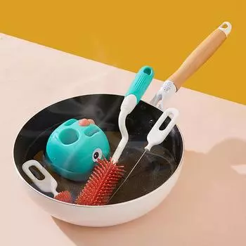 4 шт./компл. силиконовая щетка для чистки бутылочек, сосок-соломинок, маленькая щетка, вращающаяся на 360 градусов, набор инструментов для мытья стеклянных чашек