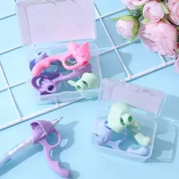 4 шт./компл. силиконовый держатель для карандашей для пальцев, профилактика мозолей, помощь в правильной осанке, эргономичный детский нескользящий держатель для карандашей A