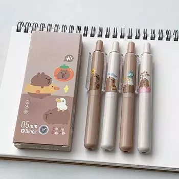 4 шт./компл. симпатичная карманная гелевая ручка серии Capybara 0,5 мм черная гелевая ручка с чернилами для студентов быстросохнущая ручка для письма школьные канцелярские принадлежности
