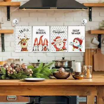 4 шт./компл. Снеговик Милое кухонное полотенце Рождественское полотенце для посуды Полотенце для рук Быстросохнущее