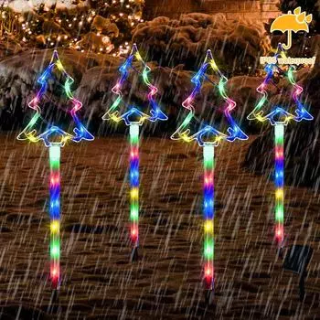 4 шт./компл. Солнечный рождественский елочный фонарь для улицы, светодиодная лампа для газона, водонепроницаемая дорожка, фонари для праздничного декора