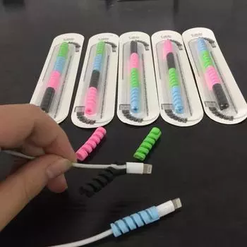 4 шт./компл. спиральная силиконовая защита USB-кабеля для передачи данных, силовой кабель, защита от взлома