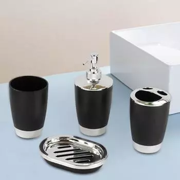 4 шт./компл. стакан для ополаскивателя полости рта, набор для ванной комнаты, стакан для зубной щетки с зубной пастой, флакон для лосьона, мыльница, набор принадлежностей для раковины жёлтый