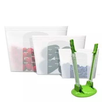 4 шт./компл., сумка для хранения свежести продуктов, вакуумная герметичная силиконовая печать, многоразовая морозильная камера, микроволновая печь, безопасное сохранение