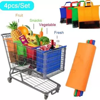 4 шт./компл., сумки для покупок, тележки для супермаркетов, сумки для хранения, многоразовые экологически чистые продукты, классификация сумок для покупок, изолированные сумки