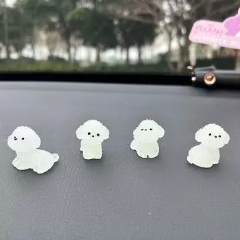 4 шт./компл. светящийся милый щенок бишон фризе игрушки для приборной панели автомобиля куклы фигурки украшения центральной консоли автомобиля аксессуары для интерьера