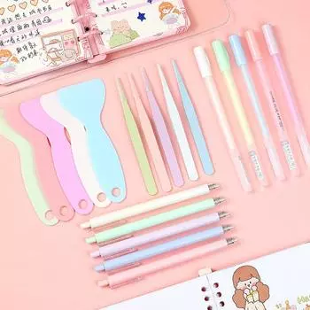 4 шт./компл., точечный клей, ручка, пинцет, нож для резьбы, дневник, поделки, студенческие принадлежности, канцелярские принадлежности белый