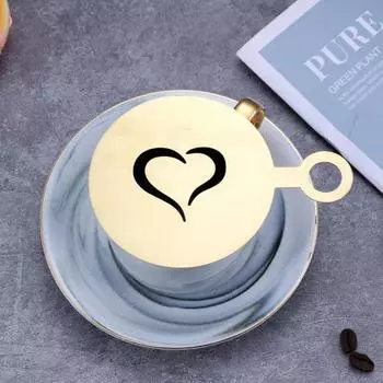 4 шт./компл. трафареты для кофе из нержавеющей стали, различные полые узоры, форма для латте, искусство капучино, шаблоны для декора торта золотистый