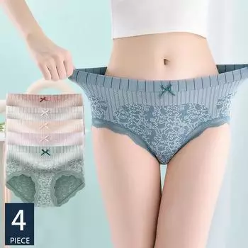 4 шт./компл. трусики больших размеров, мягкие эластичные дышащие хлопковые женские трусы с высокой талией, женское нижнее белье M