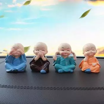 4 шт./компл. украшения для автомобиля из смолы монахи Майтрейя Будда кунг-фу фигурка кукла подарок украшение приборной панели автомобиля подвески амулеты