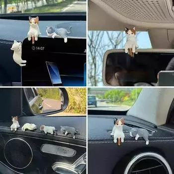 4 шт./компл. украшения для автомобиля, супер милый спящий кот, экран для автомобиля, маленькое украшение для автомобиля, центральный дисплей управления, экран, лежащая кукла, украшение