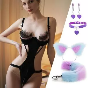 4 шт./компл. улучшенное удовольствие длительный срок службы полезный продлевающий климакс грудной зажим лисий хвост заглушка ошейник комплект I