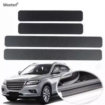 4 шт./компл., универсальная 3D-наклейка из углеродного волокна для автомобиля, дверная пластина, защита от царапин, автомобиль 2PCS*Front+Back Door чёрный