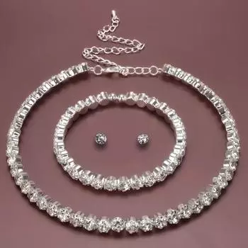 4 шт./компл. ювелирный костюм, роскошное украшение, очаровательные модные ювелирные изделия, блестящее ожерелье, браслет, серьги, ювелирный аксессуар серебряный