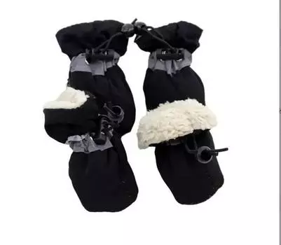 4 шт./компл. Водонепроницаемая нескользящая обувь для щенков, зимние теплые плюс бархатные нескользящие сапоги для снега и дождя для маленьких собак и кошек, носки для снега XS чёрный