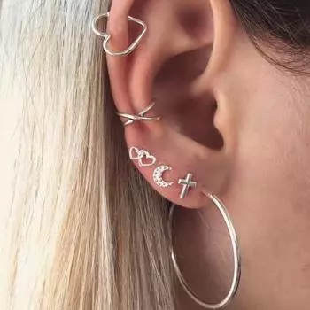 4 шт./компл., винтажные серьги-гвоздики в богемном стиле с геометрическим узором, женские серьги-манжеты со стразами, серьги-клипсы с пирсингом, ювелирные изделия в подарок чёрный