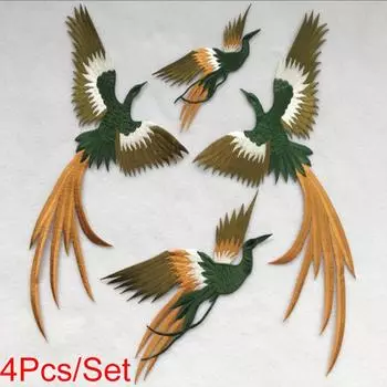 4 шт./компл. вышитый животный чонсам синий феникс своими руками вышитая нашивка аппликация в китайском стиле зелёный
