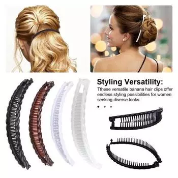4 шт./компл. заколка для волос в форме банана, большая винтажная нескользящая тонкая толстая заколка для волос, женская заколка для волос, расческа для хвоста, аксессуары для волос Mixed Style