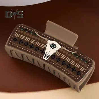 4 шт./компл. заколки для волос в юго-западном стиле с противоскользящими зубцами, заколка для волос с цветочным узором из коровьей кожи в стиле вестерн, аксессуары для волос B