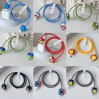 4 шт./компл. Защитный чехол для кабеля передачи данных с изображением Микки Мауса, защитный чехол для кабеля передачи данных, набор для намотки кабеля для iPhone Samsung