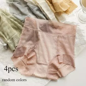 4 шт./компл. женские трусики сетчатые сексуальные трусы нижнее белье женское нижнее белье M