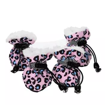 4 шт./компл. Зимняя водонепроницаемая обувь для собак, нескользящие сапоги для дождя и снега, толстые теплые носки для маленьких кошек, щенков, собак, пинетки 1