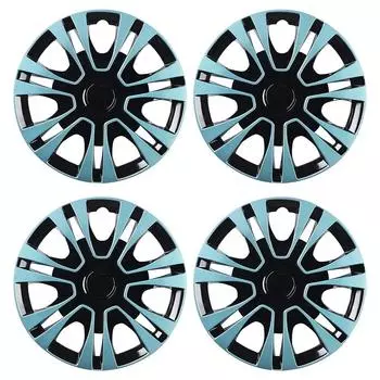 4 шт./комплект 15-дюймовых/14-дюймовых автомобильных ступиц колес для железных дисков, автомобильные ступицы колес, декоративные крышки колес, глянцевые синие ABS 15 INCH