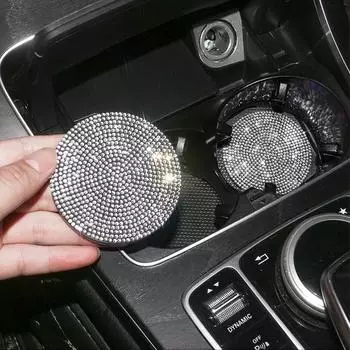 4 шт./комплект автомобильных аксессуаров для салона автомобиля, многофункциональные крючки для спинок автомобильных сидений с алмазным кристаллом, нескользящие подставки для автомобилей, коврик для стакана с водой чёрный