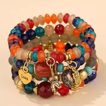 4 шт., комплект браслетов из бисера в богемном стиле с совой для женщин, массивные бусины ручной работы, браслеты-цепочки, женские ювелирные изделия в стиле бохо, подарки