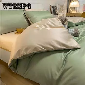 4 шт./комплект из кремового шелка, простыни из ледяного шелка, комплект постельного белья, летнее одеяло, высококачественный шелковистый комплект из четырех предметов для сна, студенческое покрывало для общежития Twin 4 pcs синий