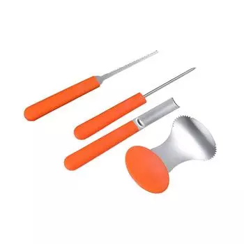 4 шт./комплект из нержавеющей стали, инструмент для гравировки тыквы на Хэллоуин, портативный, антикоррозионный, моющийся, с ручкой, детский инструмент для гравировки