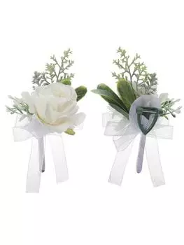 4 шт., комплект корсажа и бутоньерки с розой на запястье, браслет и мужская бутоньерка для свадебных аксессуаров, костюм для выпускного, украшения для вечеринки бежевый