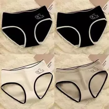 4 шт./комплект модные женские трусики-стринги со средней талией в вертикальную полоску из хлопка простые удобные трусы носимое нижнее белье M