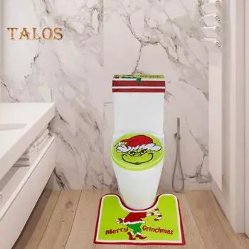 4 шт./комплект рождественский чехол для сиденья унитаза с зелеными волосами эльфа противоскользящий U-образный коврик для пола для ног ванная комната крышка унитаза декоративная крышка для резервуара для воды зелёный