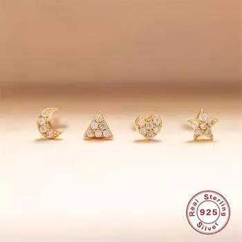 4 шт./ комплект S925 стерлингового серебра мини круглые циркониевые серьги-гвоздики для женщин бриллиантовые серьги для пирсинга изящные ювелирные изделия подарки на вечеринку