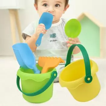 4 шт./набор забавных экологически чистых игрушек для воды и песка с ведром в подарок зелёный