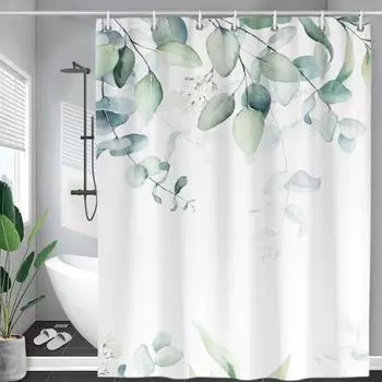 4 шт./комплект занавесок для ванной комнаты с абстрактным дизайном и принтом листьев, нет 4pcs зелёный