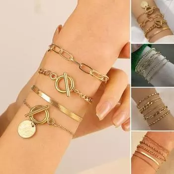 4 шт./комплект женский браслет хип-хоп стиль змея кость цепь полая 1