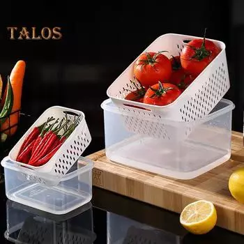 4 шт., контейнер для хранения фруктов в холодильнике со съемными дуршлагами, не содержащий BPA, герметичный, складной, для овощей Sets
