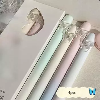 4 шт./кор. эстетическая градиентная гелевая ручка с бабочкой для декора, милый журнал для записей для девочек, ручка для записи экзаменов, кавайные канцелярские принадлежности для школы