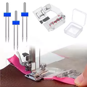 4 шт./кор., двойные иглы, морщинистая швейная лапка для швейной машины, размер 2/90, 3/90, 4/90, многофункциональная фурнитура 4pcs/box