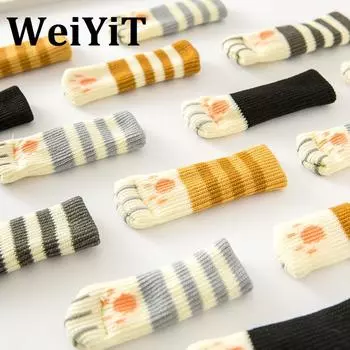 4 шт. кошачья лапка мебельный чехол для стула накладка на ножку стула рукав для вязки носков для мебели на ножку темно-желтого