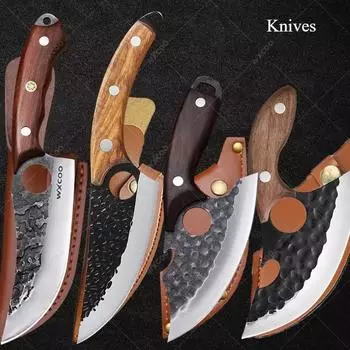 4 шт., кованый нож для мяса, разделочный нож для мяса и костей, кухонный нож из нержавеющей стали, острые ножи для барбекю 4pcs