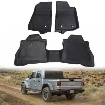 4 шт. коврики для пола Jeep Wrangler Gladiator JT 2020 -2024+ 4 дверных коврика багажника всепогодный противоскользящий комплект ковриков для пола чёрный