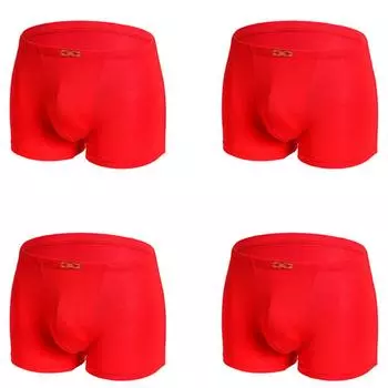 4 шт. красные боксеры, мужское нижнее белье, шорты из модала, мягкие трусы, мужские трусы, дышащие трусики, Homme, плавки L красный