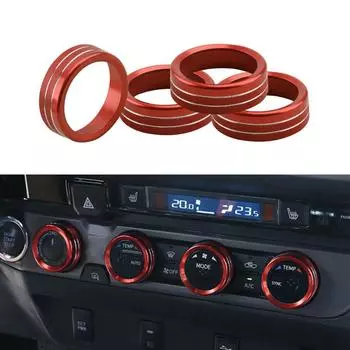 4 шт. Красные кольца-накладки на ручки управления климатом для Toyota Tacoma 2016-2020