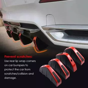 4 шт. Красный Черный Универсальный Автомобильный Карбоновый Узор Модифицированный Акулий Плавник Задний Спойлер Автомобильный Задний Бампер Губа Диффузор Противоударная Защита