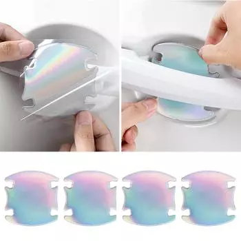 4 шт. красочная защитная наклейка на дверцу автомобиля, защитная пленка, наклейка на отделку, защита от царапин, защитная полоска для автомобильной ручки из ПВХ