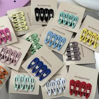 4 шт. красочные каплевидные заколки BB для женщин, девочек, детей, маленькие заколки для челки, милые симпатичные заколки для волос, аксессуары для самостоятельной укладки волос